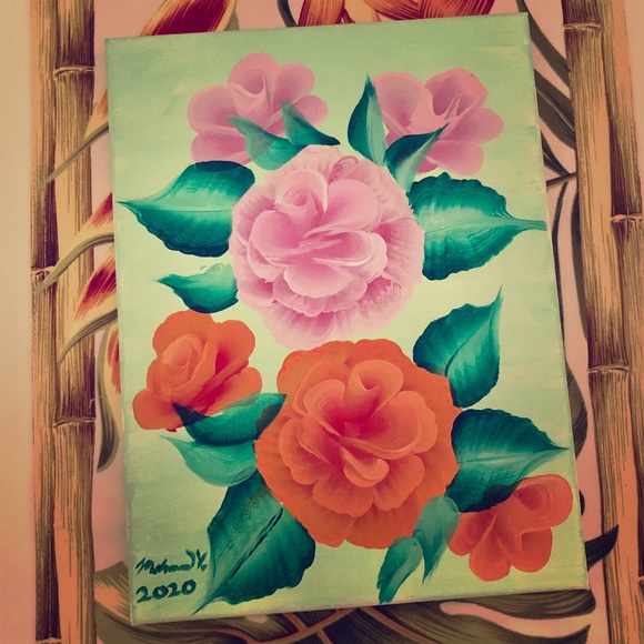 Wall Decor Roses Painting On Canvas By Me Poshmark